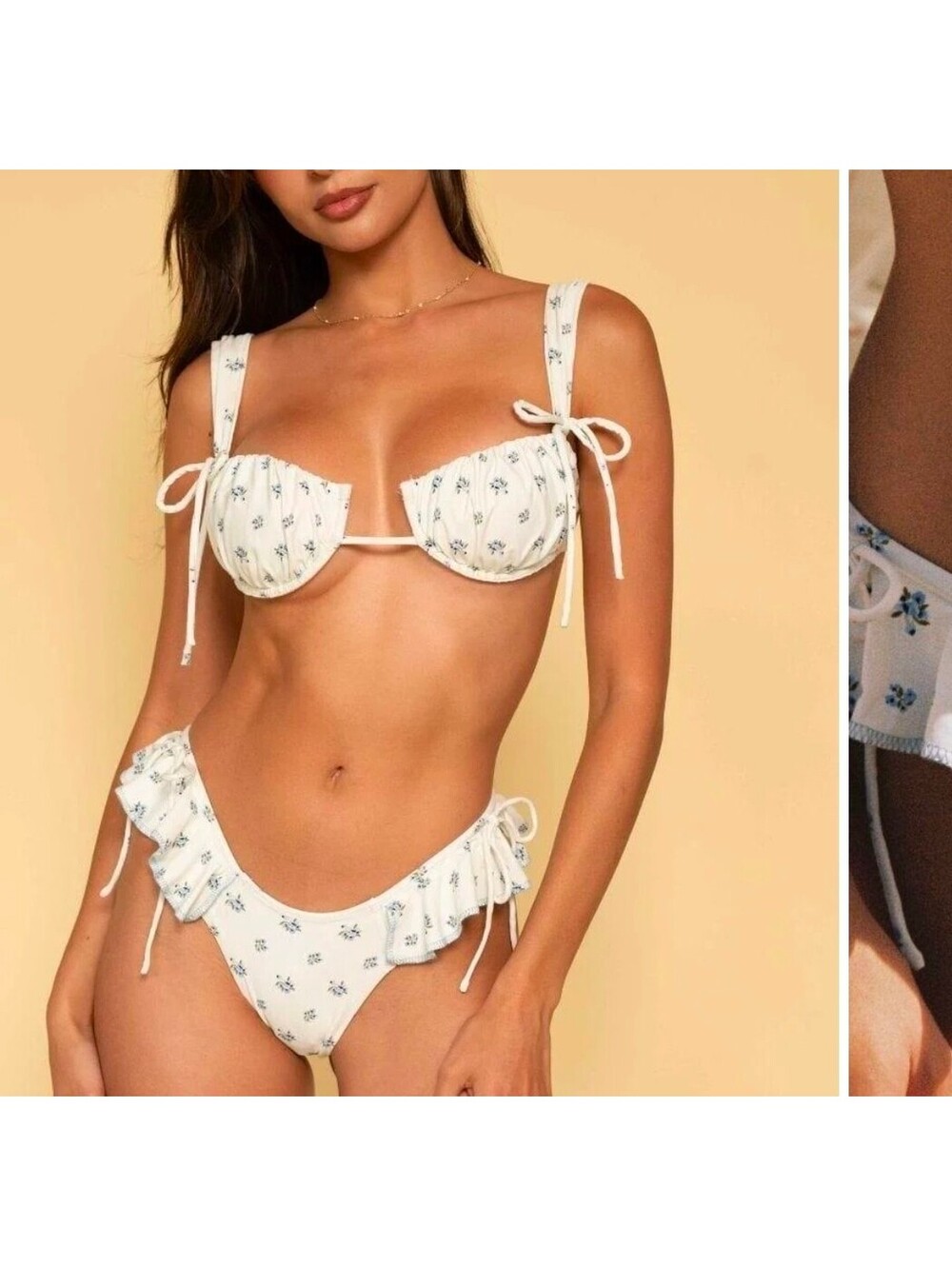Montce Heidi Floral Uno Ruffle Bows Bikini Bottom XL NEW - Picture 2 of 6